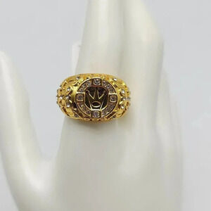 Gold Electroplated Mens Crown Clear Cubic Zirconia Ring Men Statement Ring 11